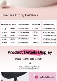 FKZNPJ 16 inch sporty kids bike with training wheels and stand Adjustable saddle Suitable for boys and girls aged 4-8 years tall Height 41-46 inc