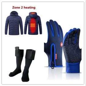 Winter Gloves Touch Screen Riding Motorcycle Sliding Waterproof Sports Gloves With Fleece (Option: Blue set-M)