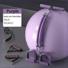 A Set Of Adjustable Resistance Tension Bands With Foot Pedals And Handles, High Resistance Level, Anti Fall, Suitable For Fitness Training, Body (Option: Purple 50LB)