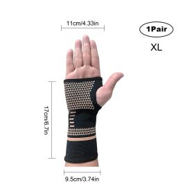 ARITAUM Copper Carpal Tunnel Wrist Brace,2Pack Support Wrist Brace For Sports Protecting, Tendonitis Pain Relief,Carpal Tunnel,Arthritis-Right&Le (Option: XL)