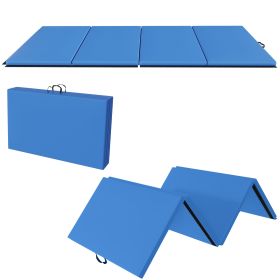 Only Supports Self Pickup  Folding Gym Mat With Carrying Handle For Protective Flooring In Mixed Martial Arts, Gymnastics, And Home Gyms, 2 Inch (Color: Blue)