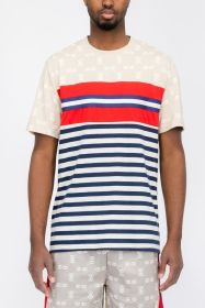CHAIN LINK PRINT SHORT SLEEVE TSHIRT (Color: BARBADOS, size: L)