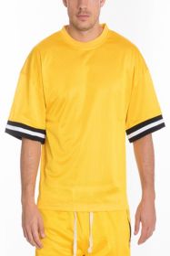 MESH SLEEVE TAPE ATHLETIC TSHIRT (Color: Yellow, size: S)