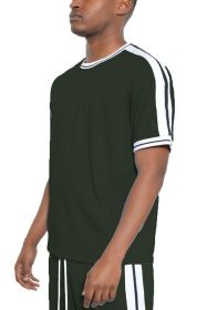 STRIPED TAPE SHORT SLEEVE TSHIRT (Color: OLIVE, size: XL)