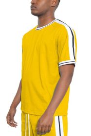 STRIPED TAPE SHORT SLEEVE TSHIRT (Color: Yellow, size: S)