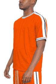 STRIPED TAPE SHORT SLEEVE TSHIRT (Color: Orange, size: XL)