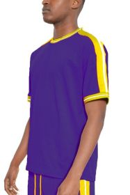 STRIPED TAPE SHORT SLEEVE TSHIRT (Color: DARK PURPLE, size: S)