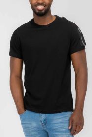 SHORT SLEEVE COTTON TSHIRT (Color: BLACK BLACK, size: L)