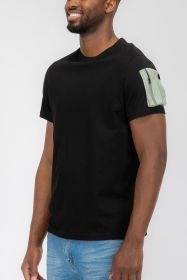 SHORT SLEEVE COTTON TSHIRT (Color: BLACK GREY, size: M)