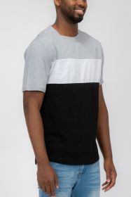 COLOR BLOCK SHORT SLEEVE TSHIRT (Color: OLIVE BLACK, size: 2XL)