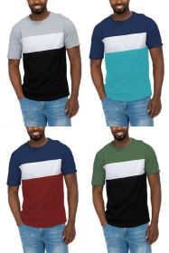 COLOR BLOCK SHORT SLEEVE TSHIRT (Color: GREY BLACK, size: L)