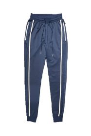 Mens Active Wear Running Track Pant Joggers (Color: NAVY, size: L)