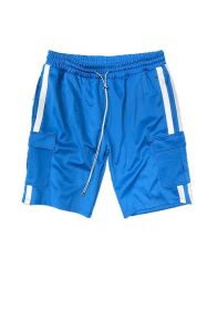 Two Stripe Cargo Pouch Shorts (Color: AQUA WHITE, size: XL)