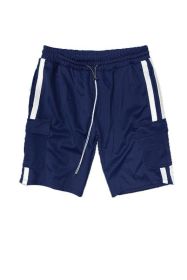 Two Stripe Cargo Pouch Shorts (Color: NAVY WHITE, size: M)