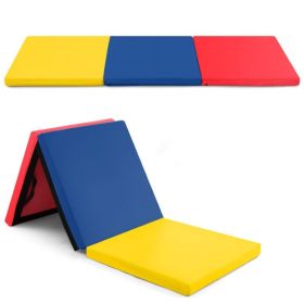 Portable Tri-Fold Gym Mat with Handles for Yoga (Type: Gymnastics Mat, Color: Multicolor)