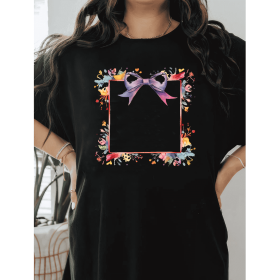 Casual Women's Cotton T-Shirt with Bow Detail - Trendy and Comfortable for Every Season (Style: 329)