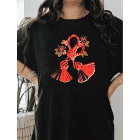 Casual Women's Cotton T-Shirt with Bow Detail - Trendy and Comfortable for Every Season (Style: 338)