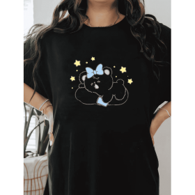 Casual Women's Cotton T-Shirt with Bow Detail - Trendy and Comfortable for Every Season (Style: 354)