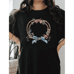 Casual Women's Cotton T-Shirt with Bow Detail - Trendy and Comfortable for Every Season (Style: 86)