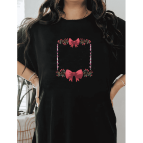Casual Women's Cotton T-Shirt with Bow Detail - Trendy and Comfortable for Every Season (Style: 412)