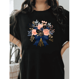 Casual Women's Cotton T-Shirt with Bow Detail - Trendy and Comfortable for Every Season (Style: 392)
