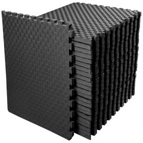 Only Supports Self Pickup  Jigsaw Sports Mat With EVA Foam Interlocking Tiles For Gymnastics And Home Gym Floor Protection, Various Sizes And Col (Option: Black 1inch 18Pieces)